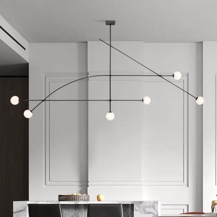 Lustre italien salon lampe design noir lumière minimaliste pour Restaurant chambre