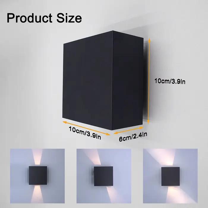Applique murale LED moderne à installer haut/bas résistante aux intempéries pour éclairer intérieur et extérieur en aluminium avec flux lumineux réglable