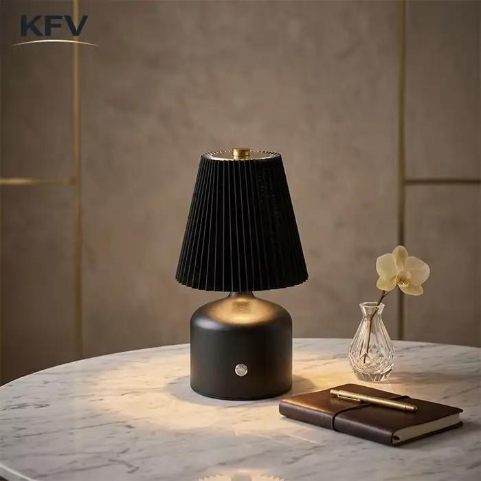 Lampe de chevet KFV, lampe d’ambiance pour chambre à coucher, abat-jour en tissu, lampe de bureau, lampe de bureau à LED, luminosité réglable, décoration d’intérieur.