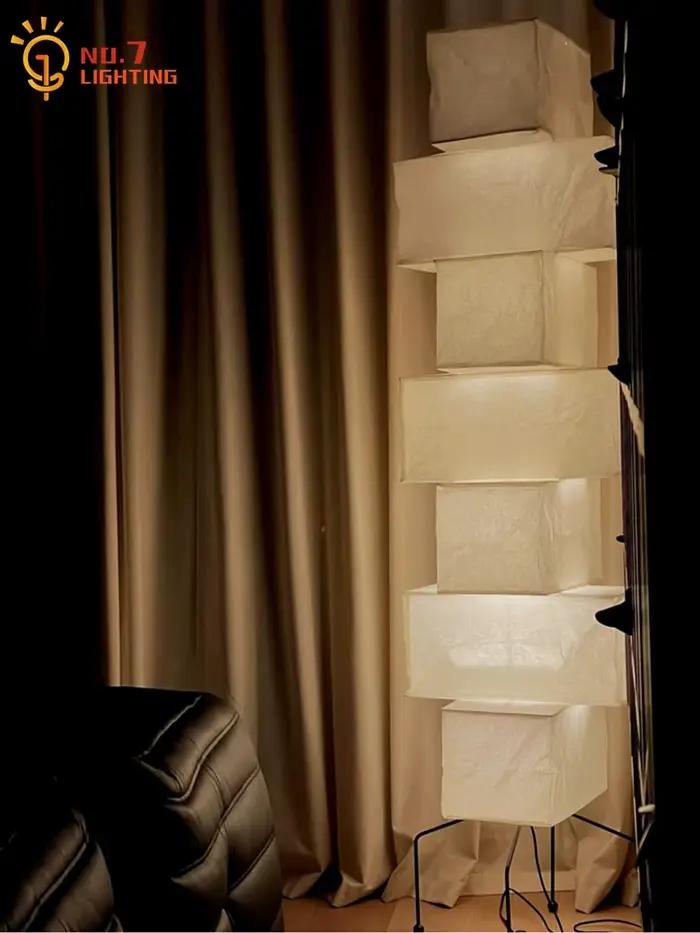 Wine--sabi-Lampadaire LED en papier de riz Akari Noguchi Yong
