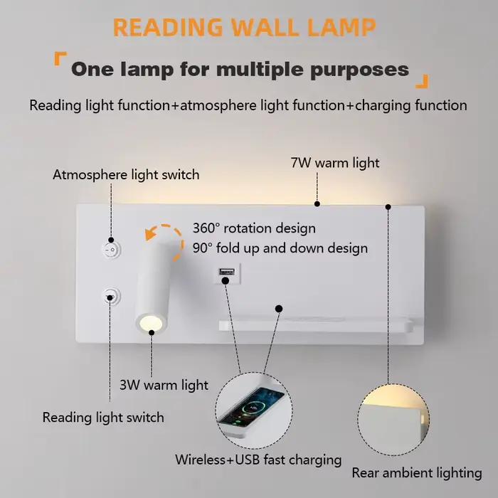 Lampe murale multifonctionnelle avec interrupteur