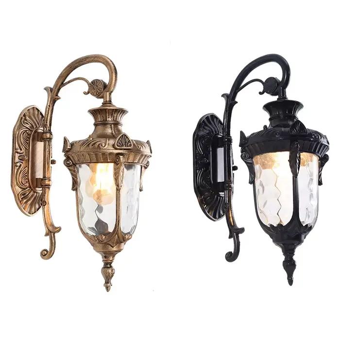 Europe applique murale extérieure rétro jardin cour porche lampe résidentielle balcon extérieur étanche éclairage E27 luminaires en verre