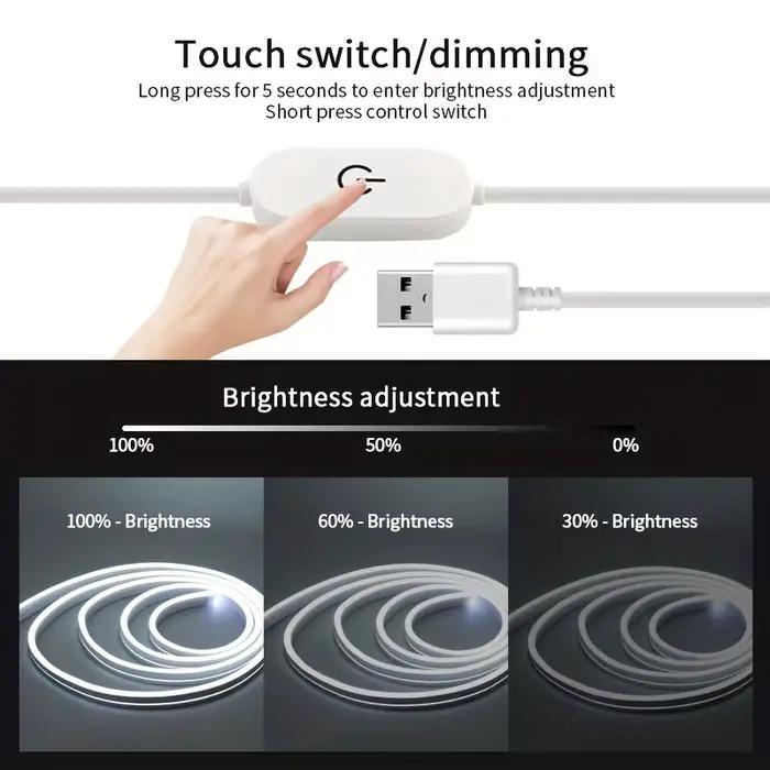 Bande lumineuse LED néon interrupteur tactile intelligent panneau néon à intensité variable ruban led flexible corde étanche tube lampe rétro-éclairée décoration chambre salon bureau
