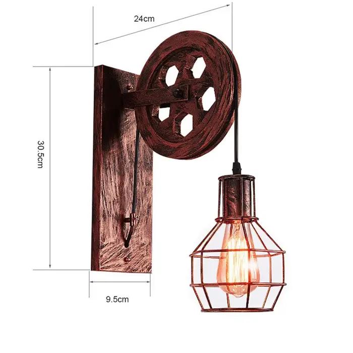 Mur Vintage + lampes lampe à LED appliques murales rétro luminaires muraux poulie de levage