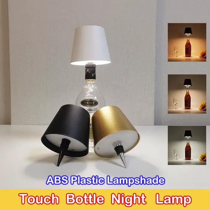 Lampe sans fil pour bouteille de vin, 3 couleurs et gradation progressive, lumière de nuit rechargeable par USB-C, idéale pour les bouteilles de vin de bar et les lampes de bureau