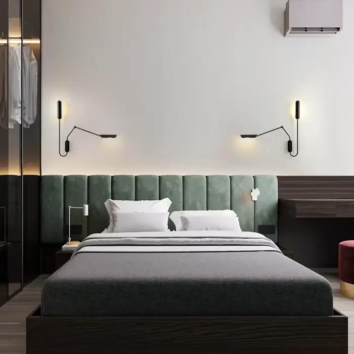 Lampe murale industrielle réglable en fer peint avec interrupteur à bouton pour éclairage quotidien, moderne et vintage pour chambre, bureau, cuisine et plus