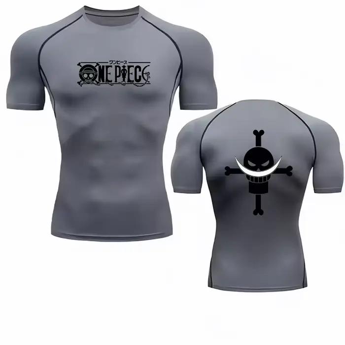 Bandai One Piece T-shirt pour hommes avec logo Whitebeard, Compression, Fitness, Gym, séchage rapide, T-shirt de Sport confortable et respirant, Streetwear