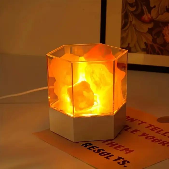 Lampe en pierre de sel LED, lampe de nuit en cristal faite à la main, petite lampe de table, idéale pour la salle de yoga, la méditation, la chambre à coucher, le salon, la décoration