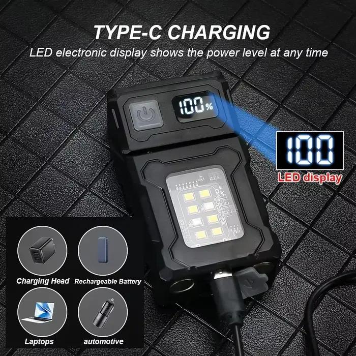 Mini lampe de poche LED, torche magnétique Portable d'extérieur, pour Camping, pêche, marche, travail, avec voyant d'avertissement rouge