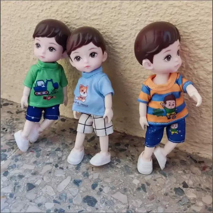Poupées mignonnes une pièce de 6 pouces, modèle garçon 13 articulations mobiles, yeux peints en plastique, jouets cadeaux d'anniversaire pour enfants filles