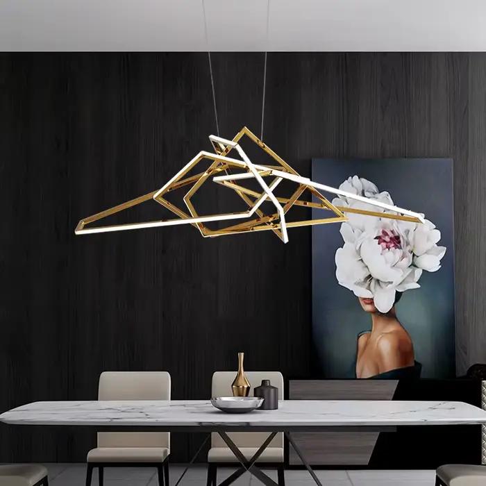 2024 Lustre moderne en acier inoxydable Suspension Luminaire Led lampe suspendue Lustre décor à la maison Hnaging lampe pour l'intérieur de la pièce
