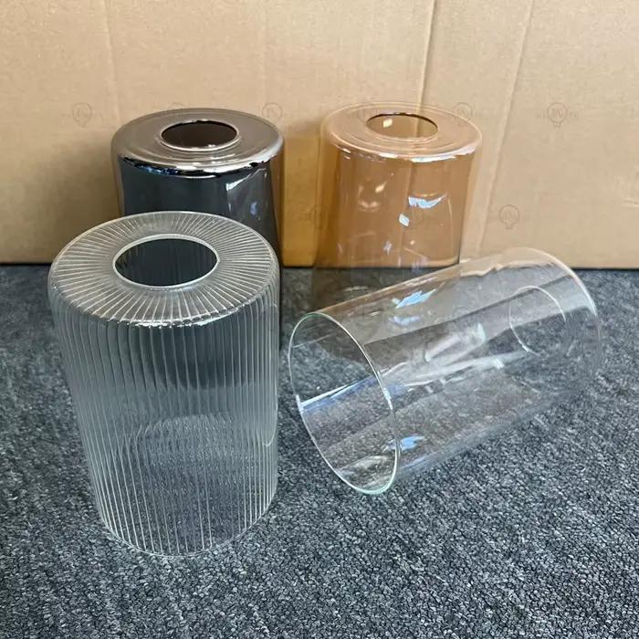 Abat-jour cylindrique en verre transparent/ambre/gris fumée E27/E26 remplace les lampes suspendues