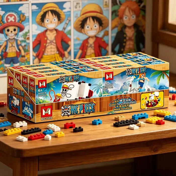 En stock, bateau pirate en briques de construction, bateau à voile, ensemble de briques de bateau pirate de dessin animé, jouets pour enfants, cadeaux de Noël