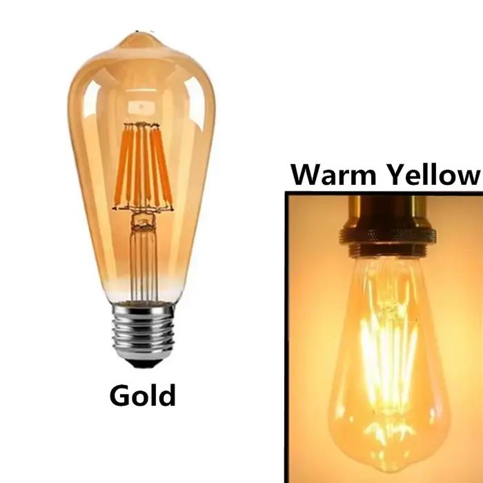 Ampoules LED à Filament Edison doré ST64 Dimmable E27 B22 2W 4W 6W 8W 10W 12W 220V 110V 2700K 6000K lampes énergétiques à 360 degrés