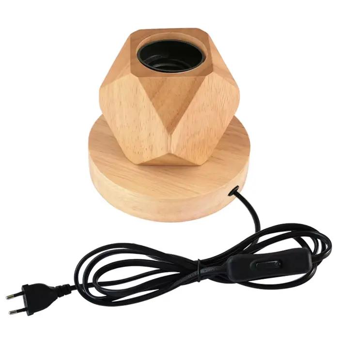 Lampe de Table en bois rétro moderne polyèdre E27