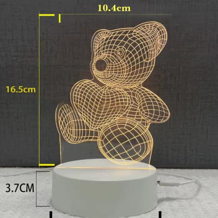 LED 3D créatif amour ours lampe acrylique USB veilleuses