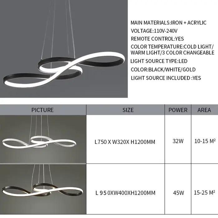 Lampe Led suspendue en forme d'îlot de cuisine moderne