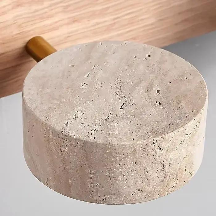 Traverttine Duo applique murale Wabi Sabi créatif rond LED rotatif lumière salle de bain lavable coiffeuse miroir avant lampes