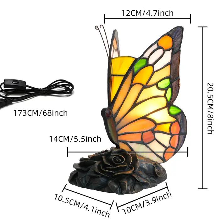 Lampe de chevet moderne papillon orange et rose abat-jour en verre teinté décoration de la maison lampe de bureau cadeau pour la fête des mères