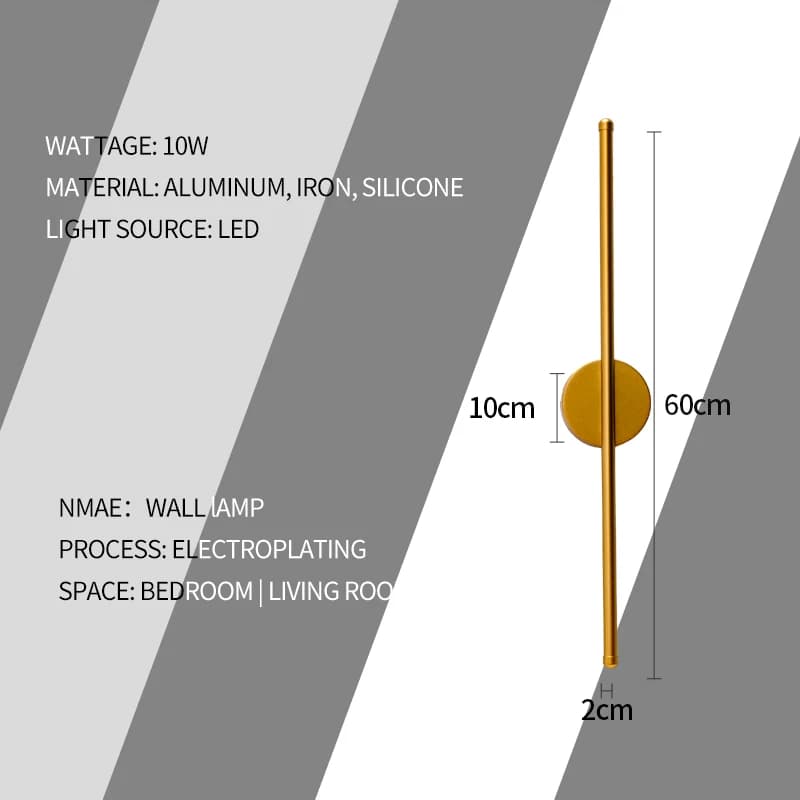 Applique murale dorée moderne longue lumière LED noire applique chambre salon couloir éclairage inté