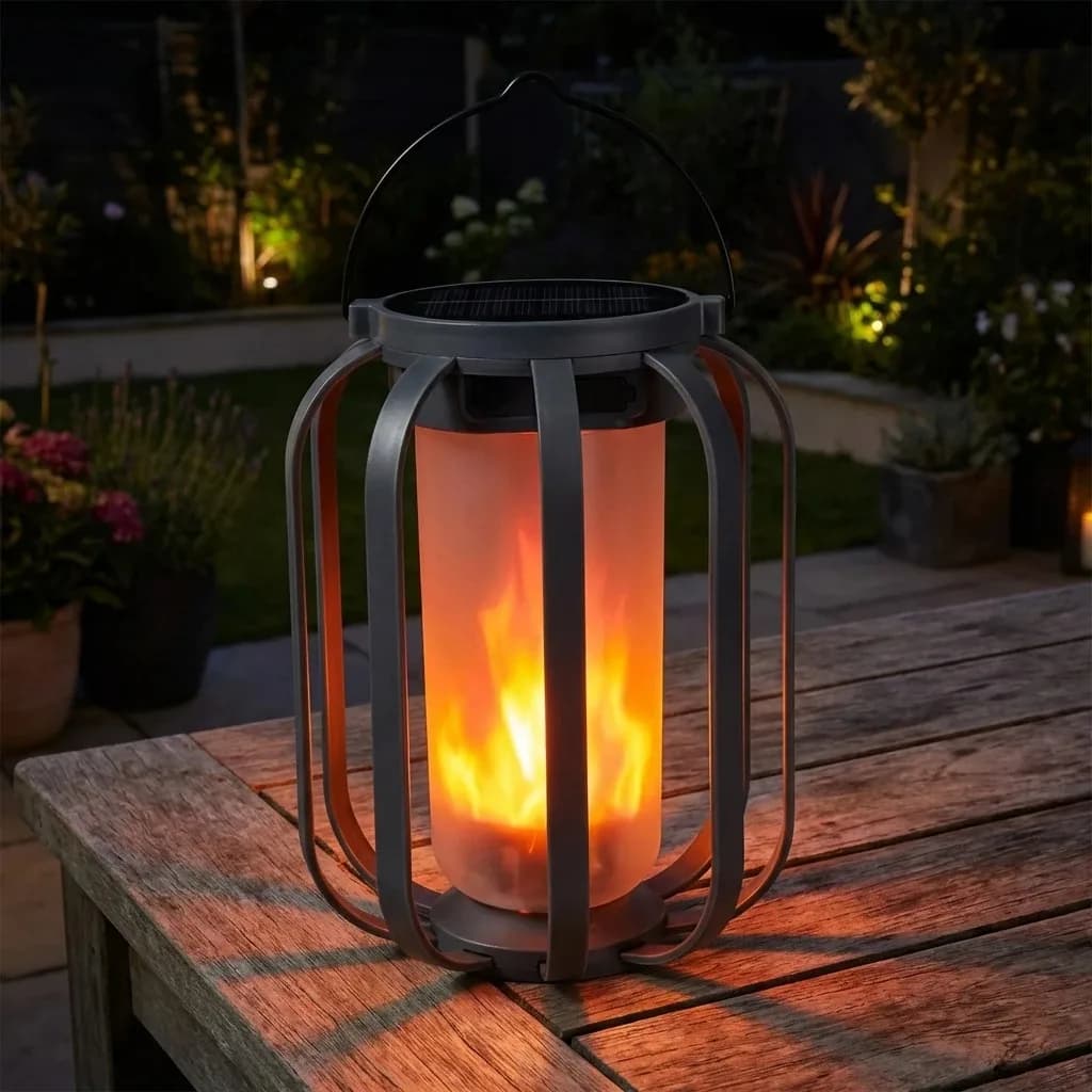 Lanterne de camping rétro à LED avec effet flamme, lampe portable pour tente extérieure, rechargeabl