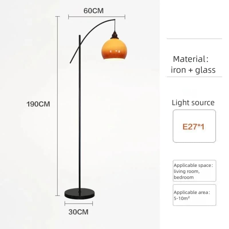 Abat-jour en verre Orange lampadaire rétro pêche lampadaires pour salon canapé chambre étude éclaira