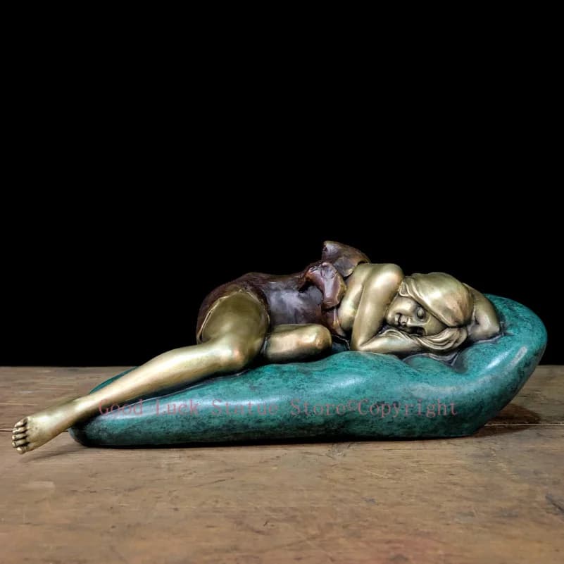Sculpture en bronze de la Belle au bois dormant, sculpture originale, travail de collection, sculptu