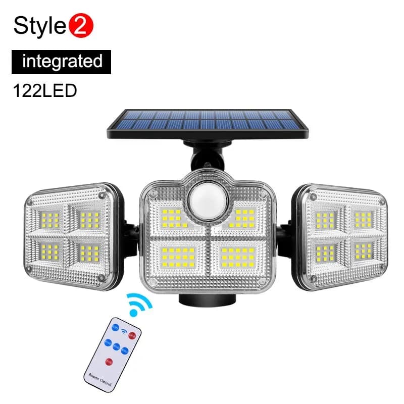 20w lumière solaire 122/333led IP65 étanche extérieure intérieure lampe de jardin solaire avec tête