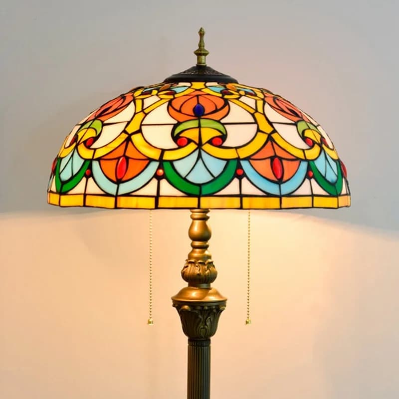 Tiffany – lampe autoportante Vintage en forme de vitrail, design méditerranéen, luminaire décoratif
