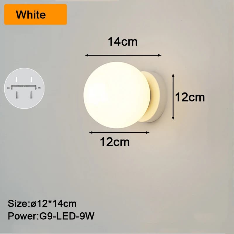 Lampes murales LED intérieures luminaires muraux pour chambre salon intérieur boule de verre dépoli