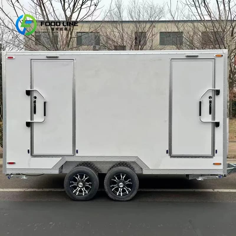 Remorque de toilettes mobiles personnalisée et durable à 2 compartiments avec système d'évacuation d
