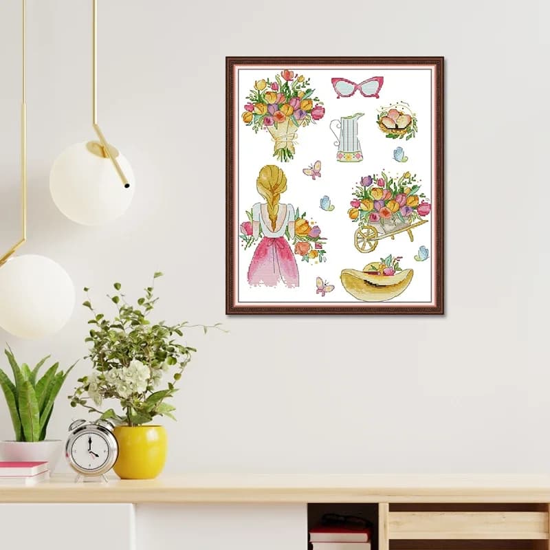 Figurines nature morte bricolage maison déco peinture compté imprimé sur toile DMC 14CT 11CT point d