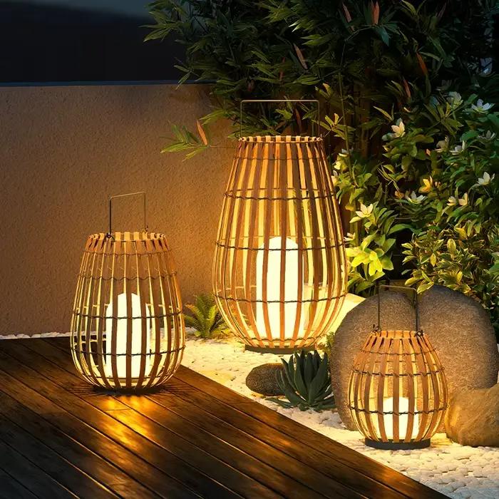 Lampes solaires LED lampadaire extérieur étanche énergie solaire Imitation rotin lampe d'ambiance décor à la maison Villa porte jardin cour