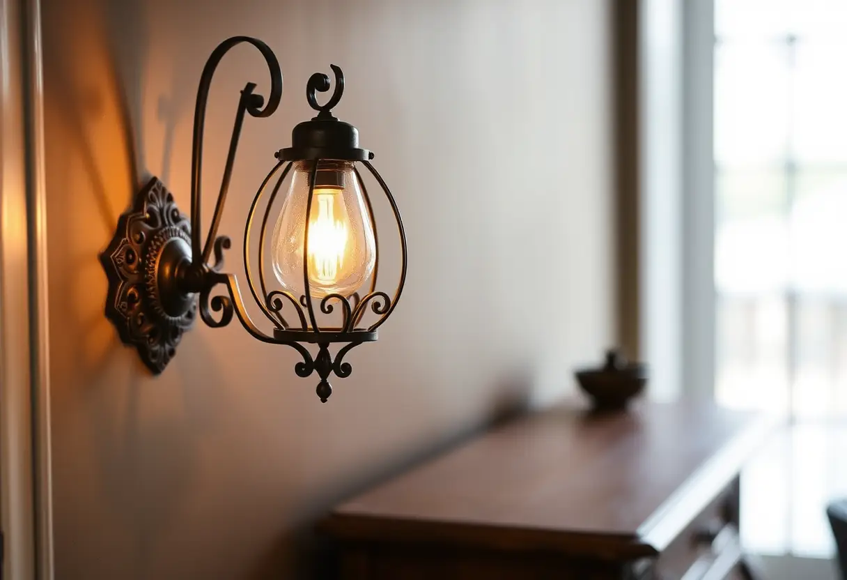 Sconce mural ancien avec commode vintage