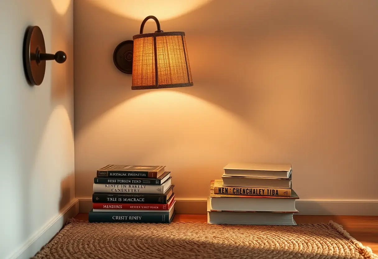 Une applique murale dans un coin lecture accueillant