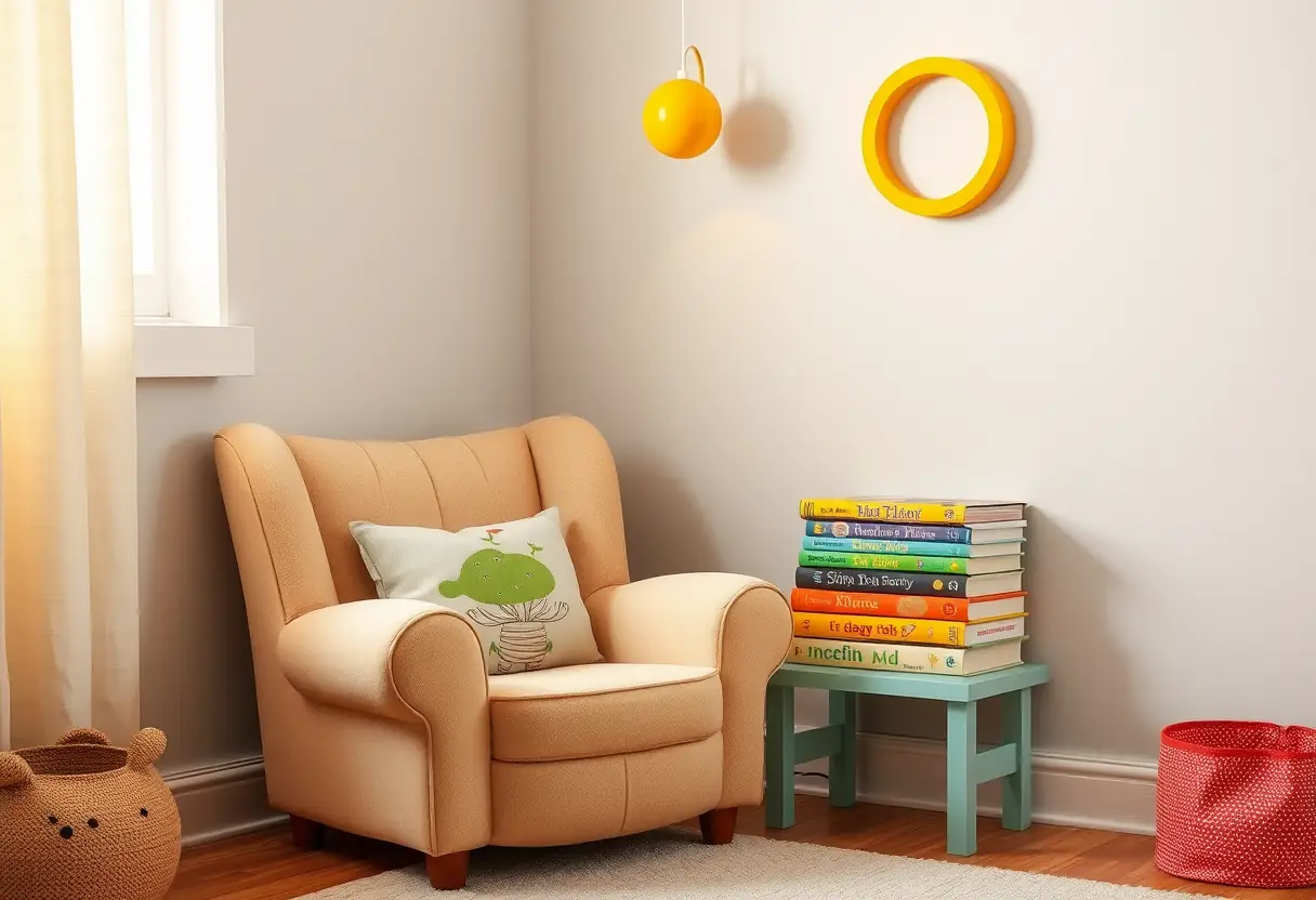 Lampe murale jaune dans un coin lecture